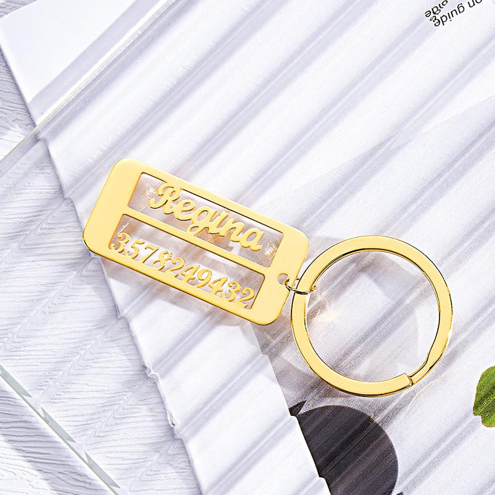 Personalized Name Phone Number Keychain Engraved Exclusive Phone Number Keychain