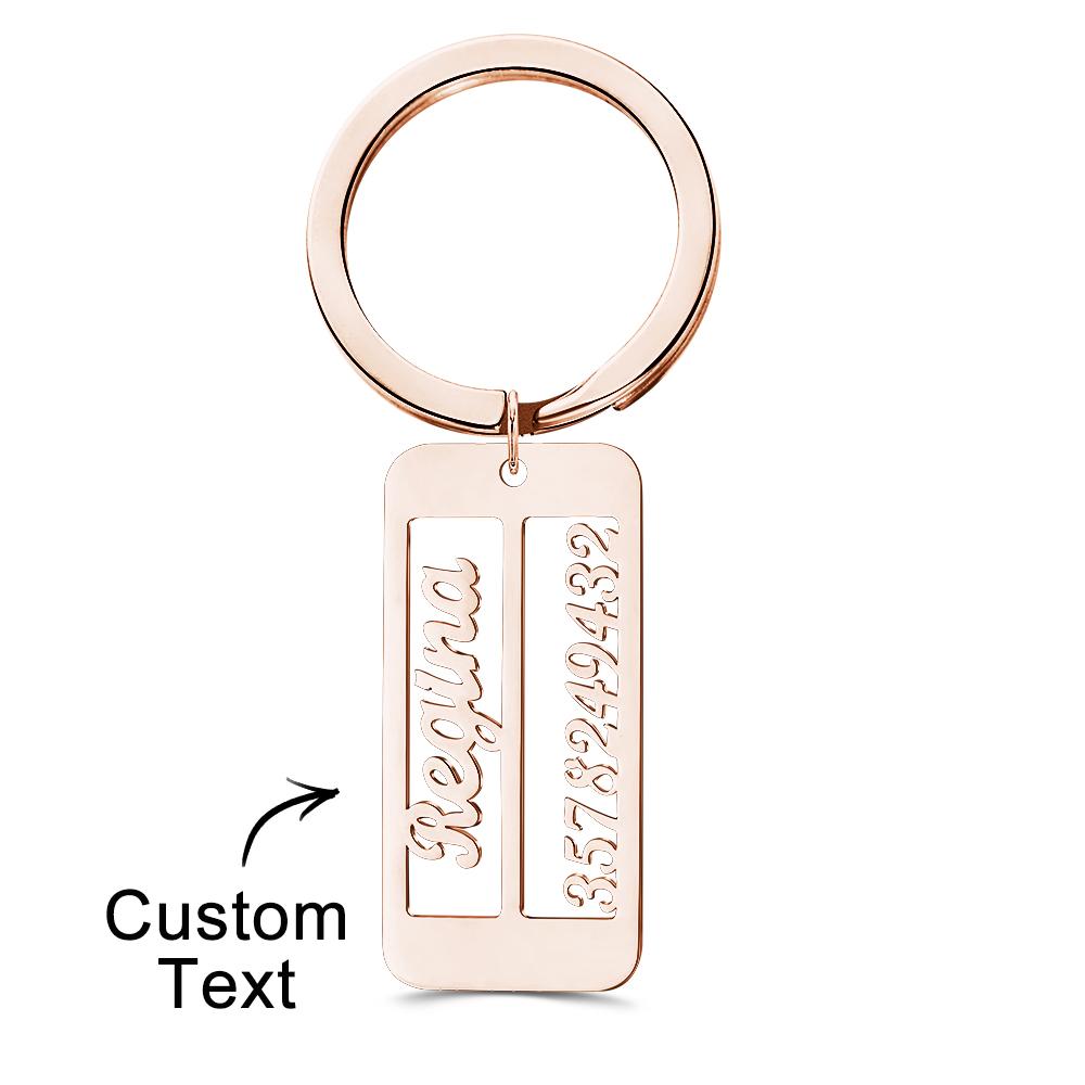 Personalized Name Phone Number Keychain Engraved Exclusive Phone Number Keychain