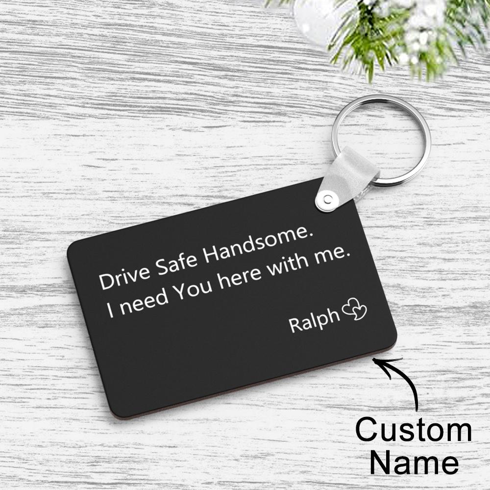Custom Engraved Keychain Safe Driving Unique Couple Gifts