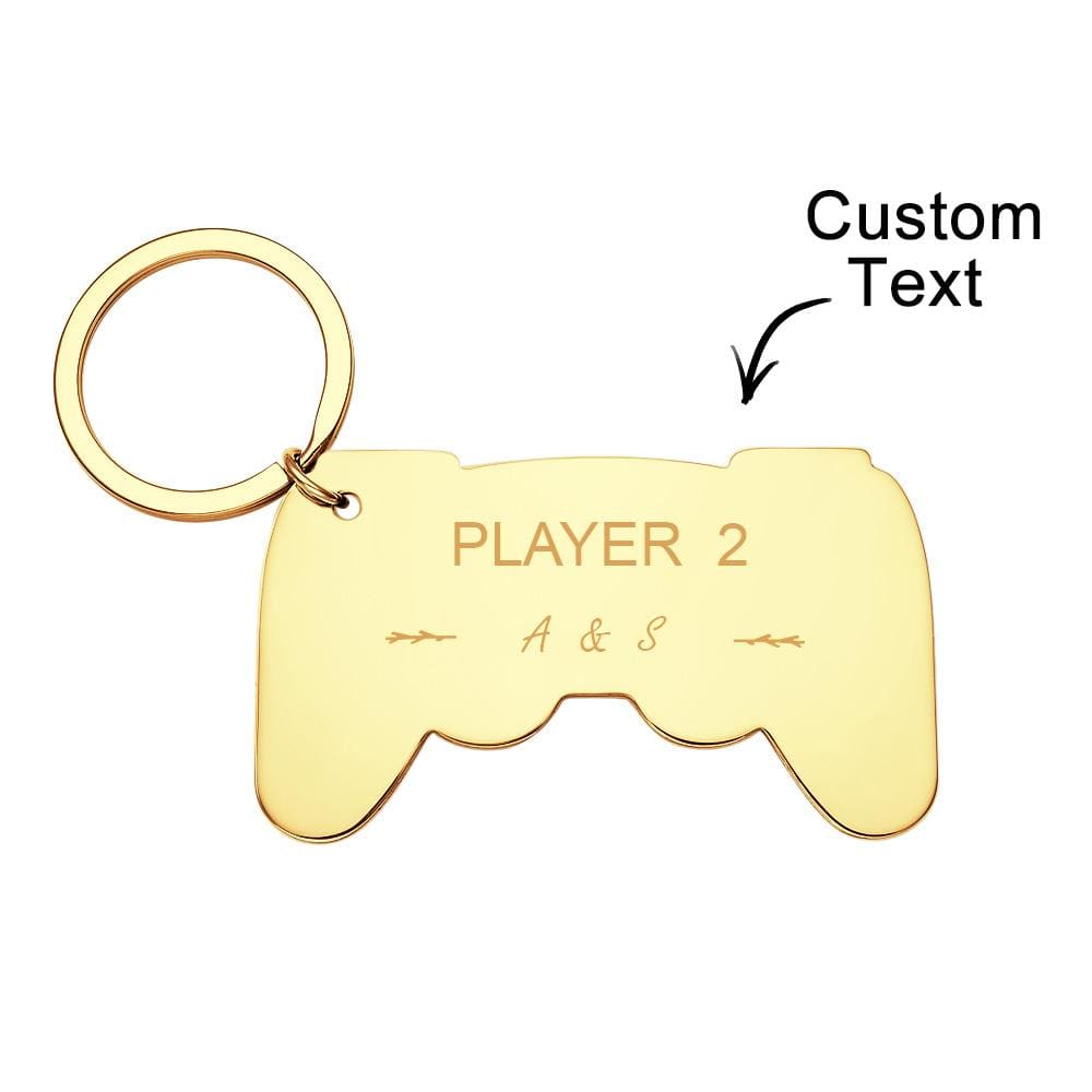 Personalized Gamepad Keychain Funny Engraved Player Keychain For Couples