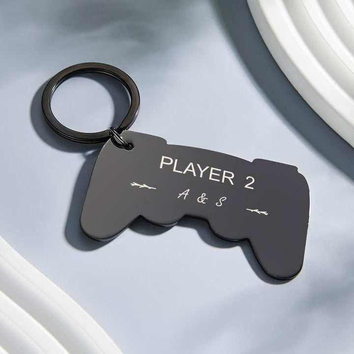 Personalized Gamepad Keychain Funny Engraved Player Keychain For Couples