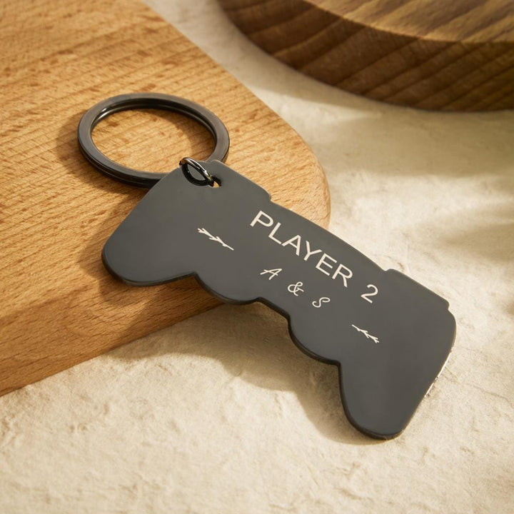 Personalized Gamepad Keychain Funny Engraved Player Keychain For Couples