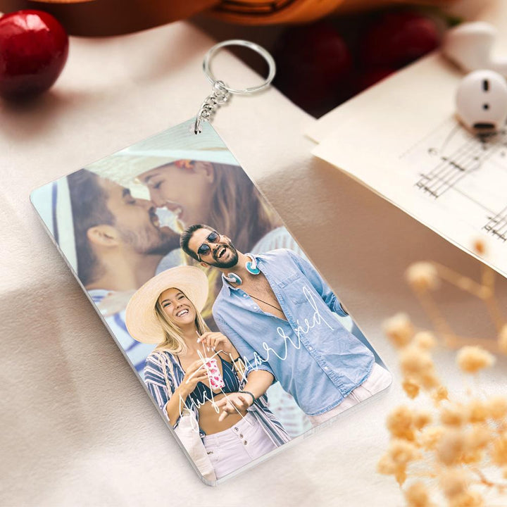 Custom Photo Key Chain With Engraved Text Personalized Acrylic Key Chain Perfect Gift For Just Married Couple