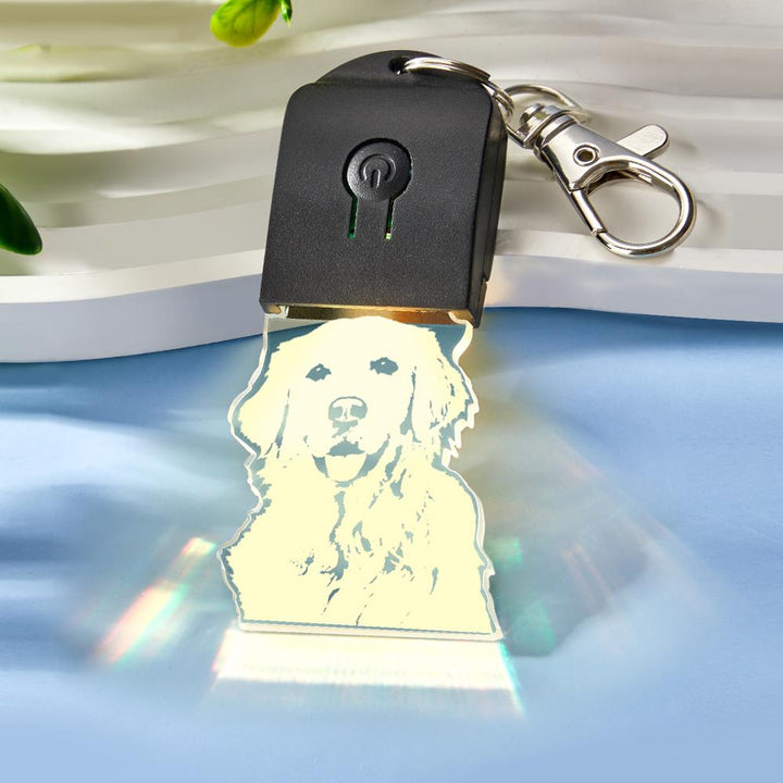 Custom Photo Keychain Colorful Lights Funny Gifts