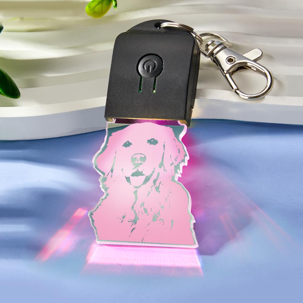 Custom Photo Keychain Colorful Lights Funny Gifts