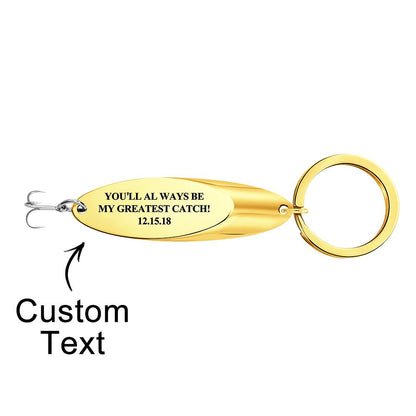 Custom Engraved Keychain Fish Hook Gifts for Him