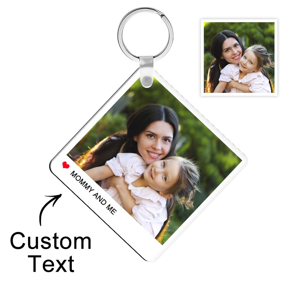 Custom Photo Engraved Keychain Double Sided Photo Keychain Gift  for Mom