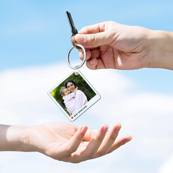 Custom Photo Engraved Keychain Double Sided Photo Keychain Gift  for Mom