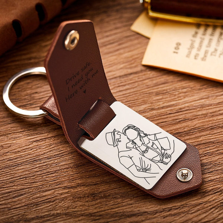Custom Photo Keychain Leather Keychain With Date Anniversary Gift For Boyfriend