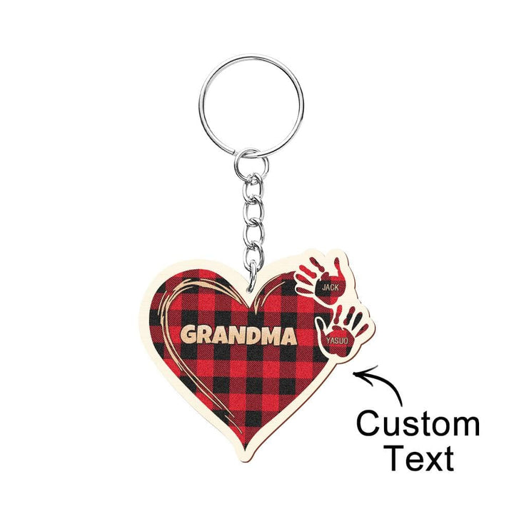 Personalized Kids Name Keychain Custom Engraved Hands Wooden Keychain