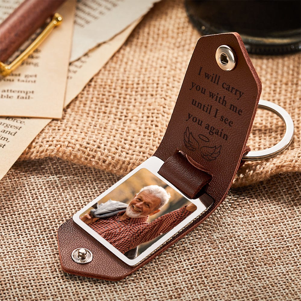 Custom Photo PU Leather Keychain Personalized Keychain for Memorial Gift