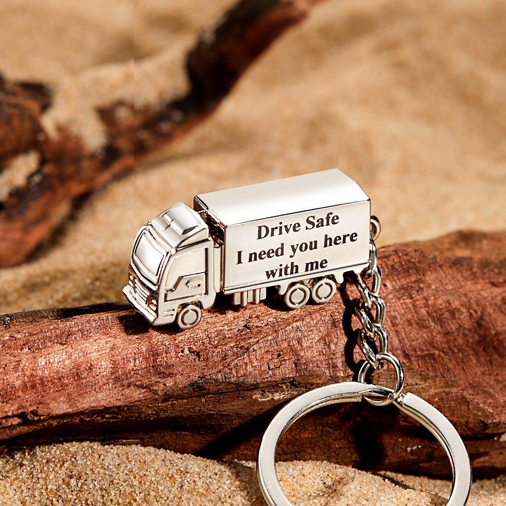 Customized Truck Keychain  Drive Safe Keychain  Custom Truck charm  Engraved Keychain  Husband Gift Boyfriend Gift