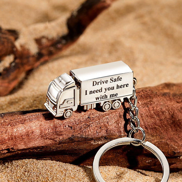 Customized Truck Keychain  Drive Safe Keychain  Custom Truck charm  Engraved Keychain  Husband Gift Boyfriend Gift