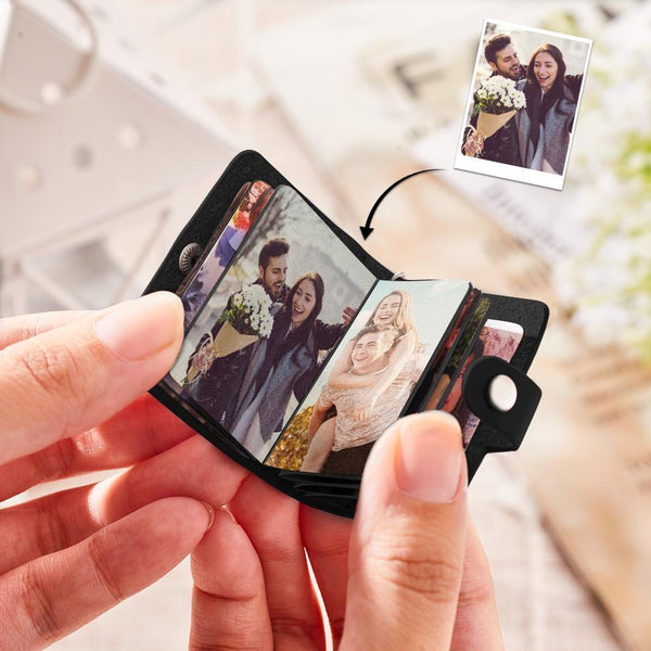 Custom Arrange Photos in Random Order Album Keychain Custom Photo PU Leather Keychain Romantic Gift for Mom