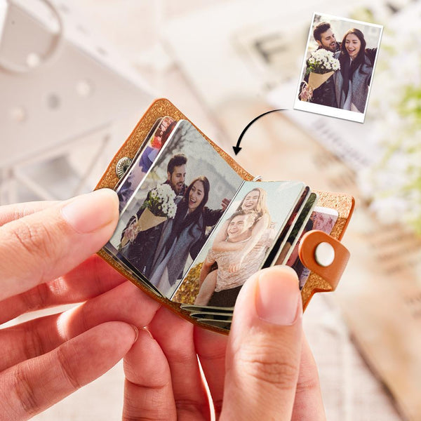 Custom Arrange Photos in Random Order Album Keychain Custom Photo PU Leather Keychain Romantic Gift for Mom