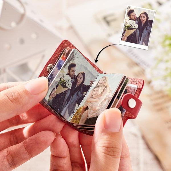 Custom Arrange Photos in Random Order Album Keychain Custom Photo PU Leather Keychain Romantic Gift for Mom