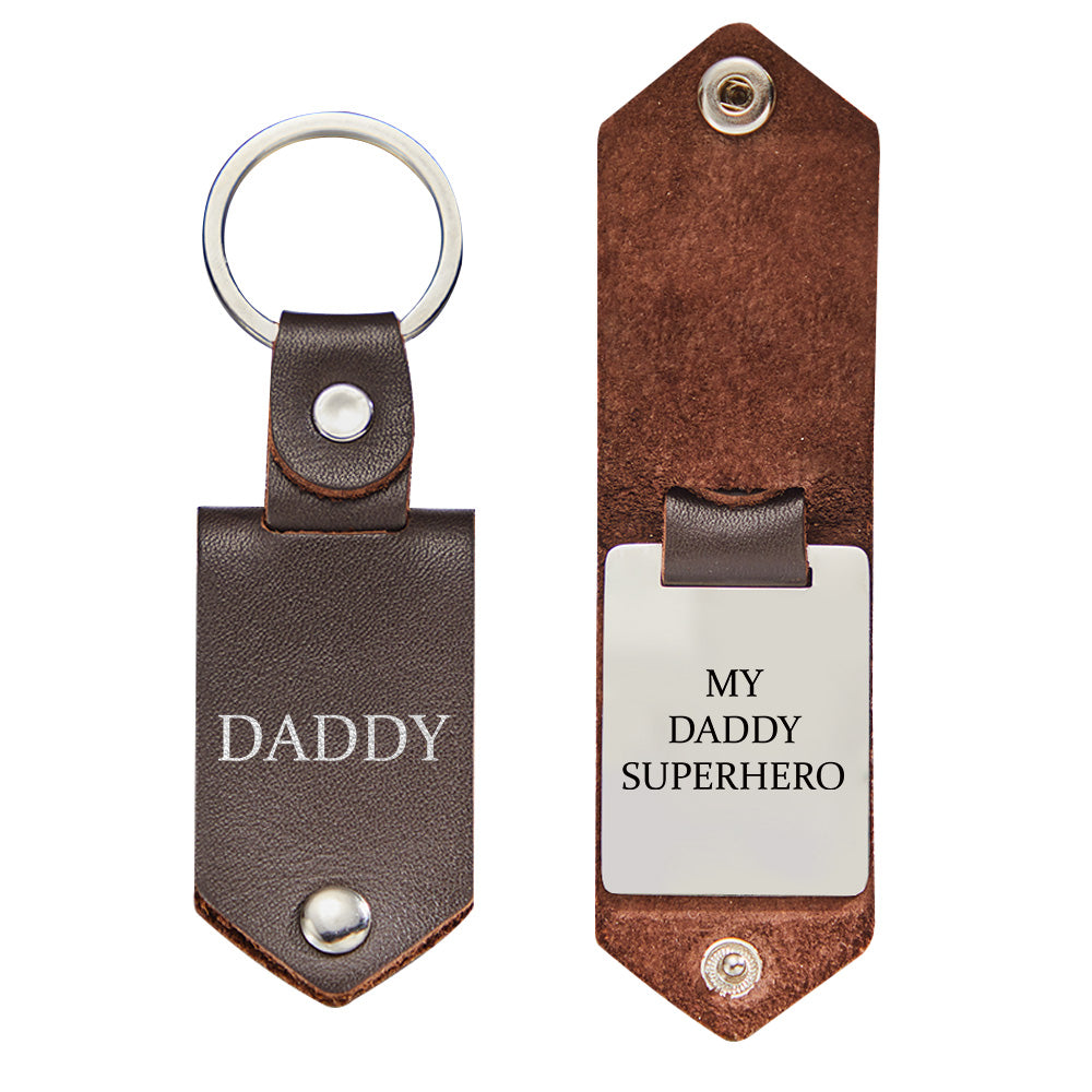 Gift For Him Leather Keychain Custom Keychain My Daddy Super Hero Father's Day