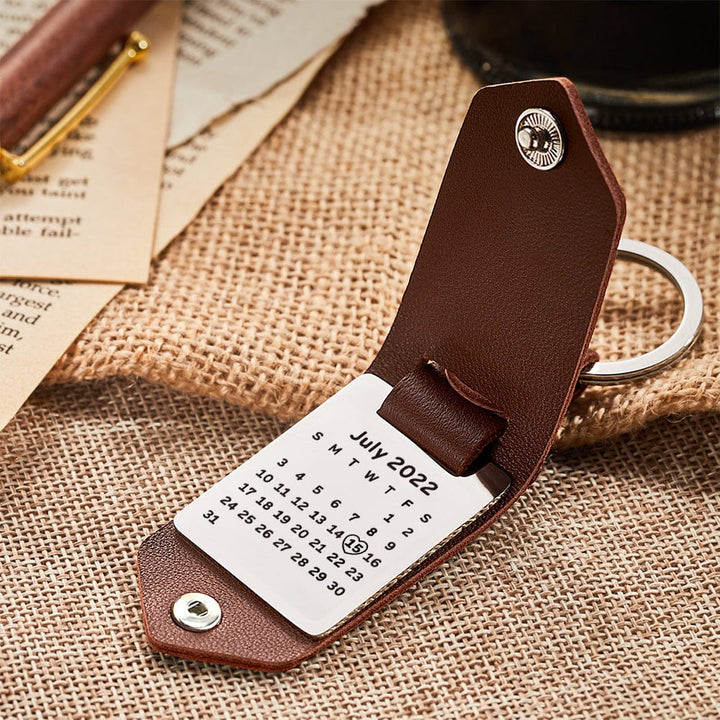 Custom Leather Keychain Personalized Engrave Keychain Anniversary Gift For Couple Birthday Gift