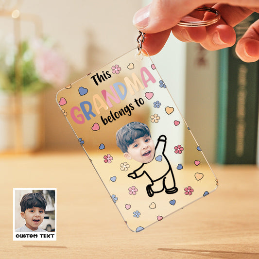 Custom Faces Acrylic Keychain Personalized Text Belongs To Anniversary Birthday Gift