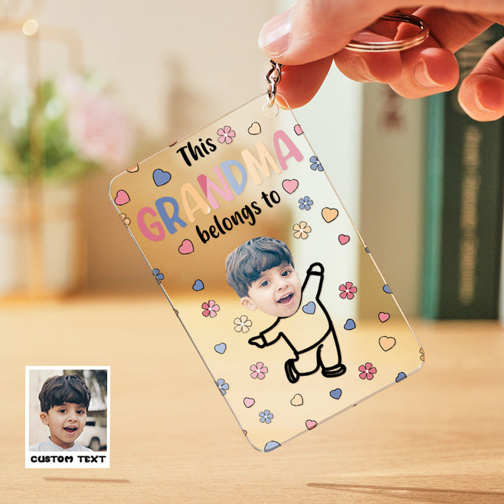 Custom Faces Acrylic Keychain Personalized Text Belongs To Anniversary Birthday Gift