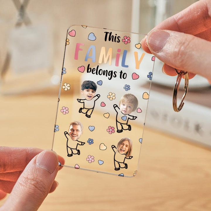 Custom Faces Acrylic Keychain Personalized Text Belongs To Anniversary Birthday Gift