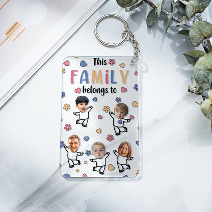 Custom Faces Acrylic Keychain Personalized Text Belongs To Anniversary Birthday Gift