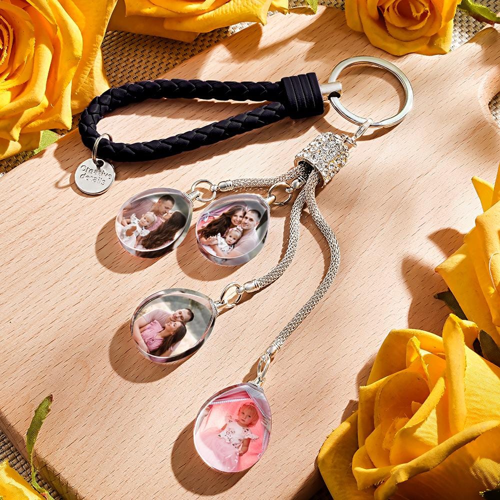 Custom Photo Keychain Diamond Inlaid Crystal Keychain Unique Gifts