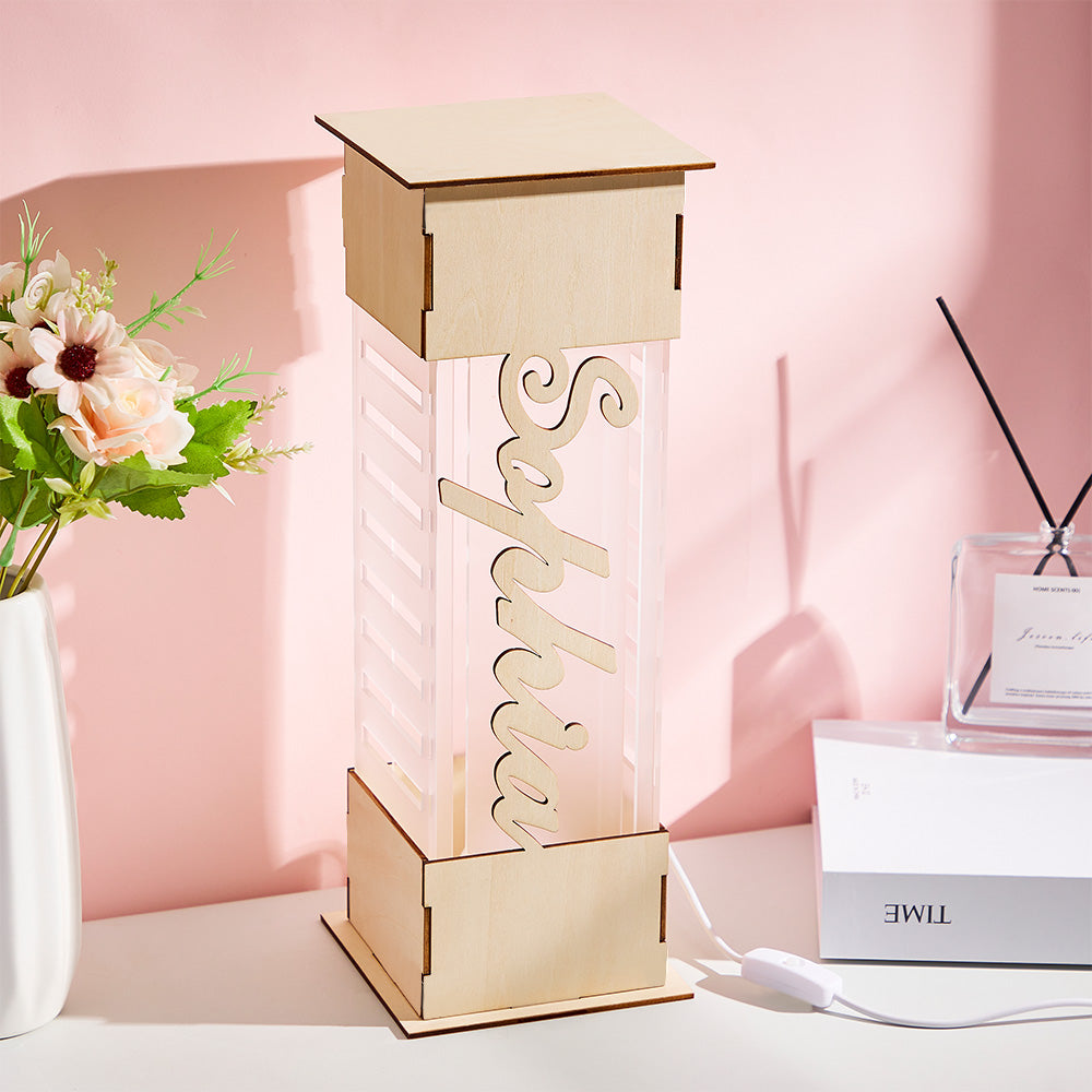 Personalized LED Lamp Custom Name Wooden Acrylic Night Light Birthday Gift