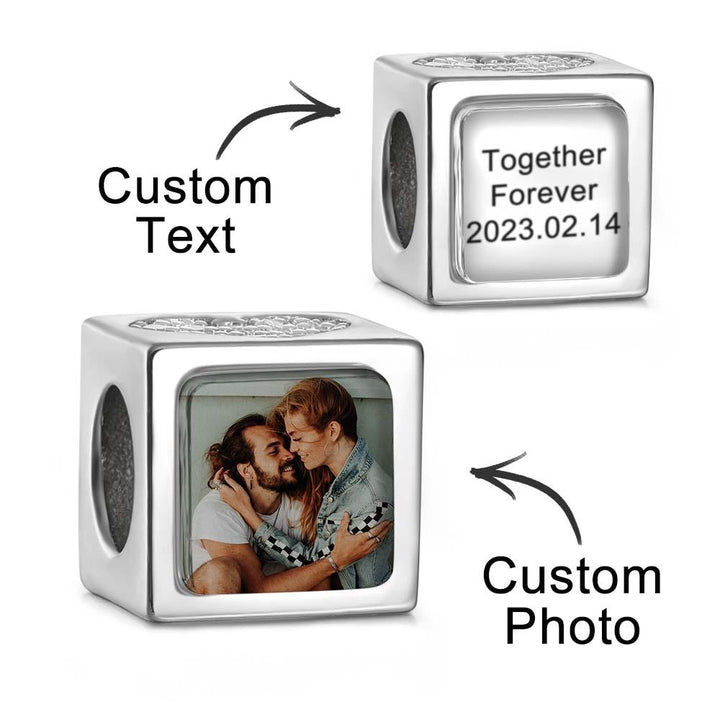 Custom Photo Engraved Charm Square Heart Diamond Romantic Gifts