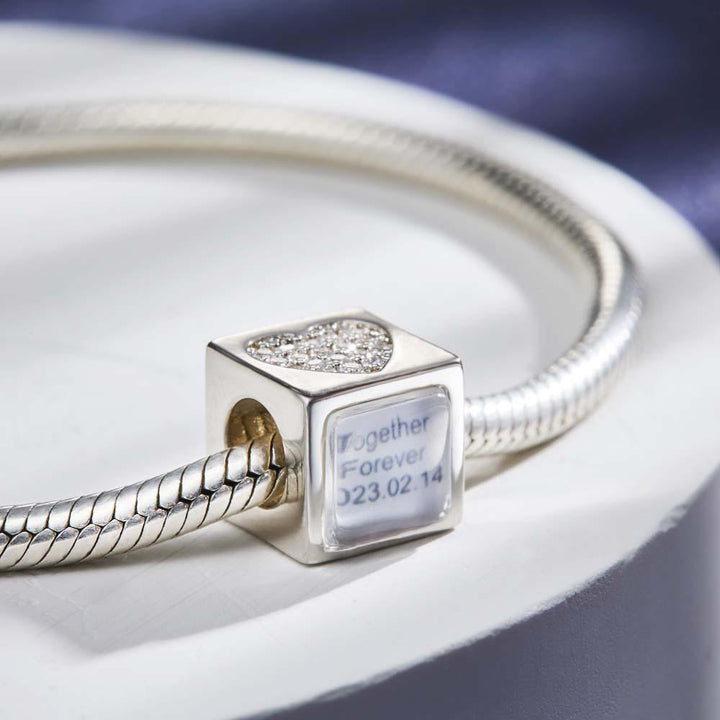 Custom Photo Engraved Charm Square Heart Diamond Romantic Gifts