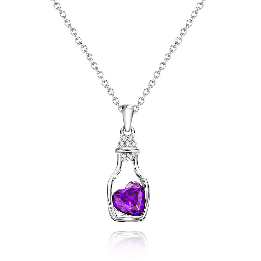 Drift Bottle with Heart Birthstone Necklace Personalized Elegant Pendant Gifts For Her