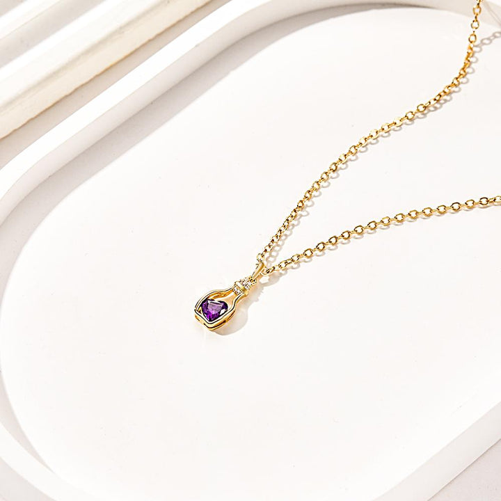 Drift Bottle with Heart Birthstone Necklace Personalized Elegant Pendant Gifts For Her