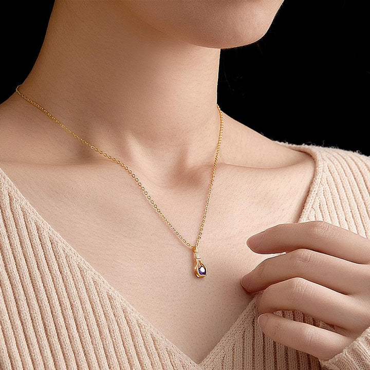 Drift Bottle with Heart Birthstone Necklace Personalized Elegant Pendant Gifts For Her