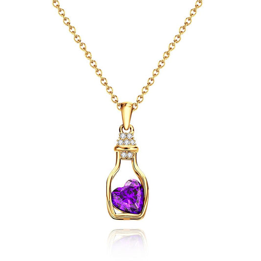 Drift Bottle with Heart Birthstone Necklace Personalized Elegant Pendant Gifts For Her