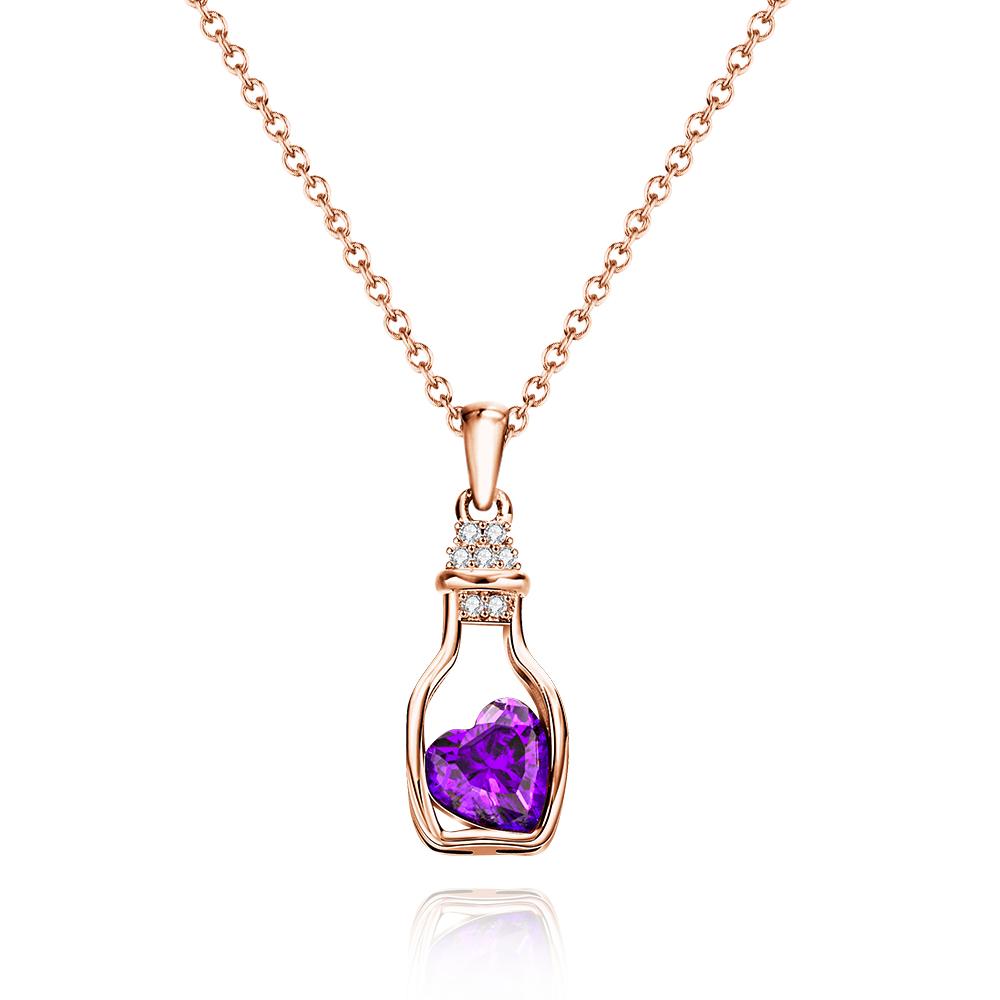 Drift Bottle with Heart Birthstone Necklace Personalized Elegant Pendant Gifts For Her