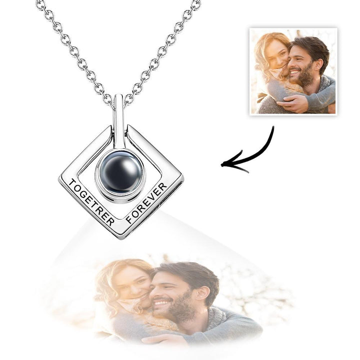 Custom Photo Projection Necklace Together Forever Geometry Gifts for Couple