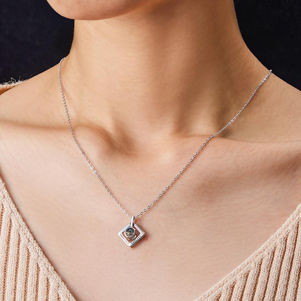 Custom Photo Projection Necklace Together Forever Geometry Gifts for Couple