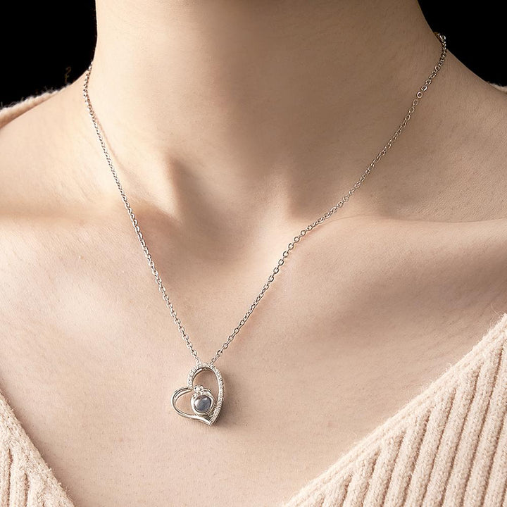 Custom Photo Projection Necklace Creative Heart Diamond Couple Gifts