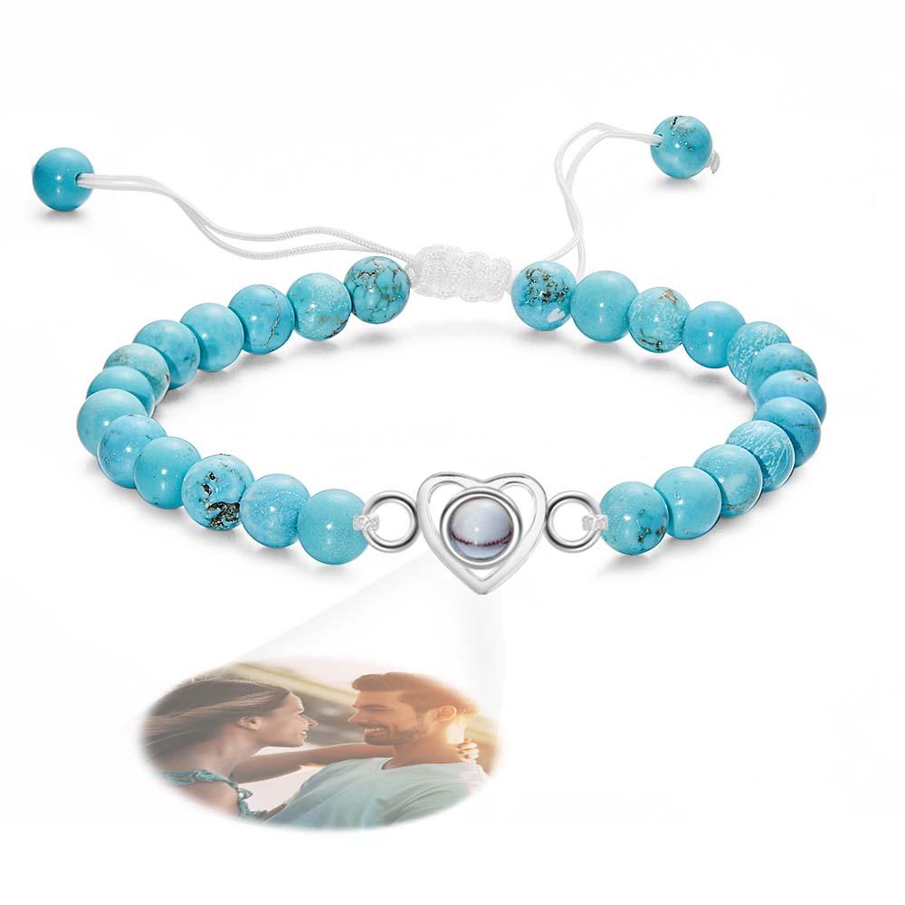 Personalized Photo Projection Beads Bracelet Heart-Shaped Bracelet Beautiful Gift For Her