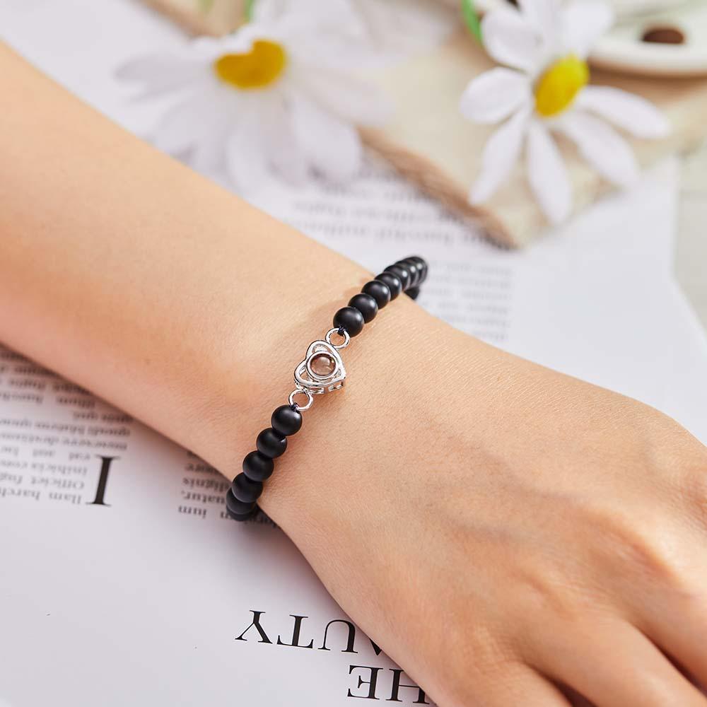 Personalized Photo Projection Beads Bracelet Heart-Shaped Bracelet Beautiful Gift For Her