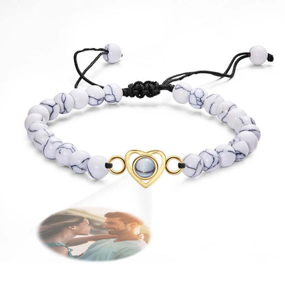 Personalized Photo Projection Beads Bracelet Heart-Shaped Bracelet Beautiful Gift For Her