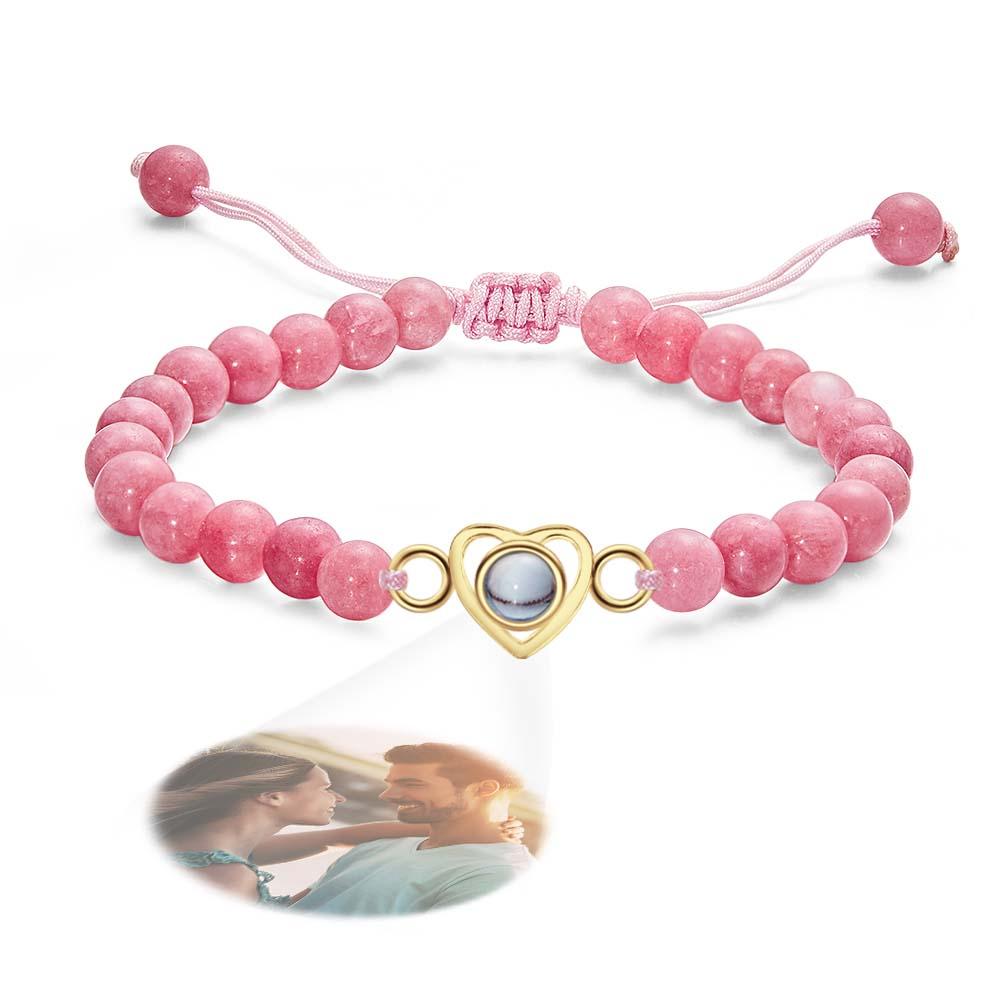 Personalized Photo Projection Beads Bracelet Heart-Shaped Bracelet Beautiful Gift For Her