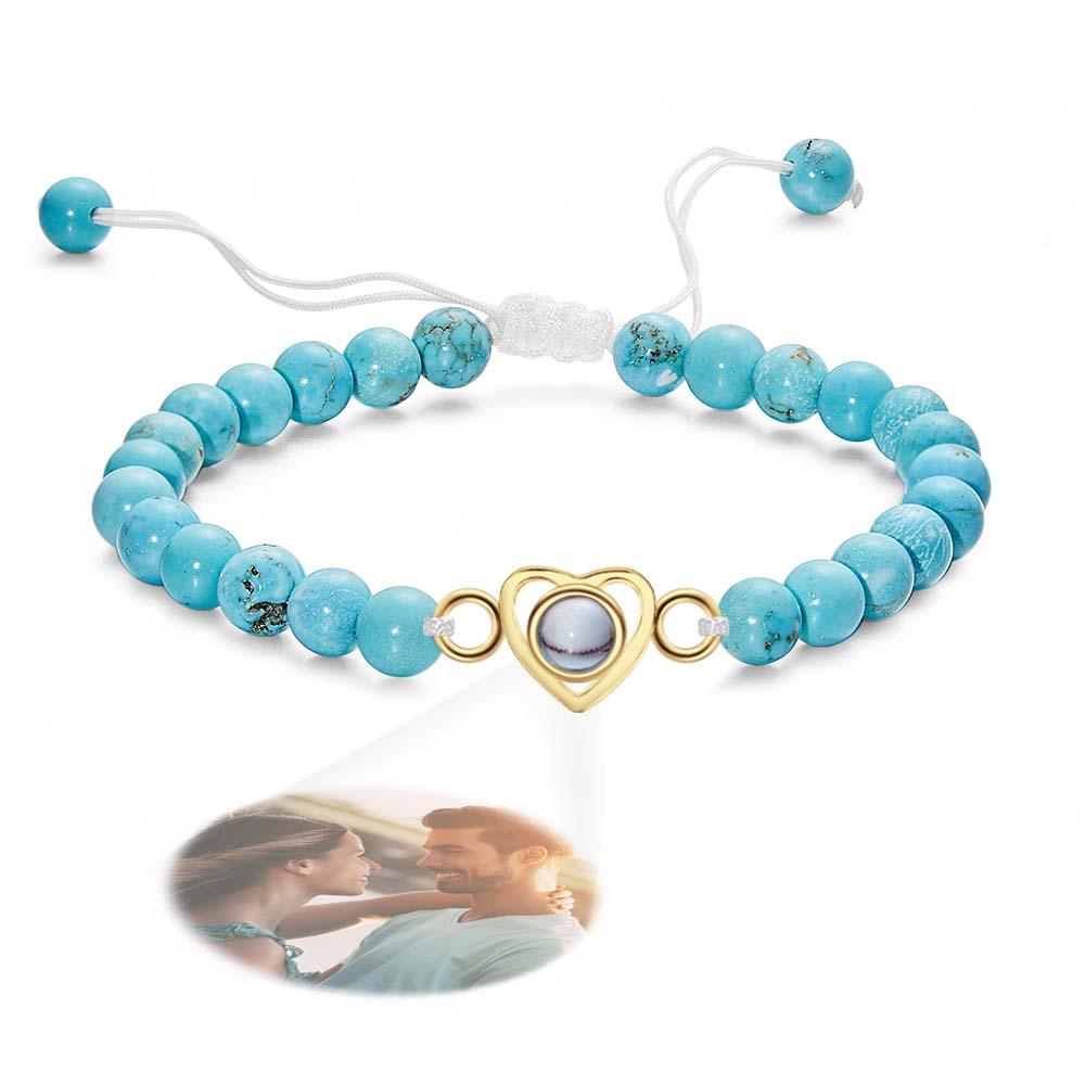 Personalized Photo Projection Beads Bracelet Heart-Shaped Bracelet Beautiful Gift For Her