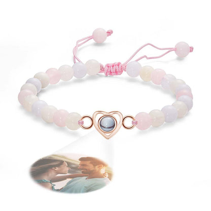 Personalized Photo Projection Beads Bracelet Heart-Shaped Bracelet Beautiful Gift For Her