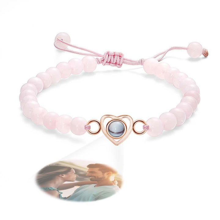 Personalized Photo Projection Beads Bracelet Heart-Shaped Bracelet Beautiful Gift For Her
