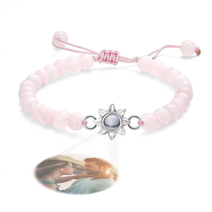 Personalized Photo Projection Beads Bracelet With Sunflower Creative Gift For Her