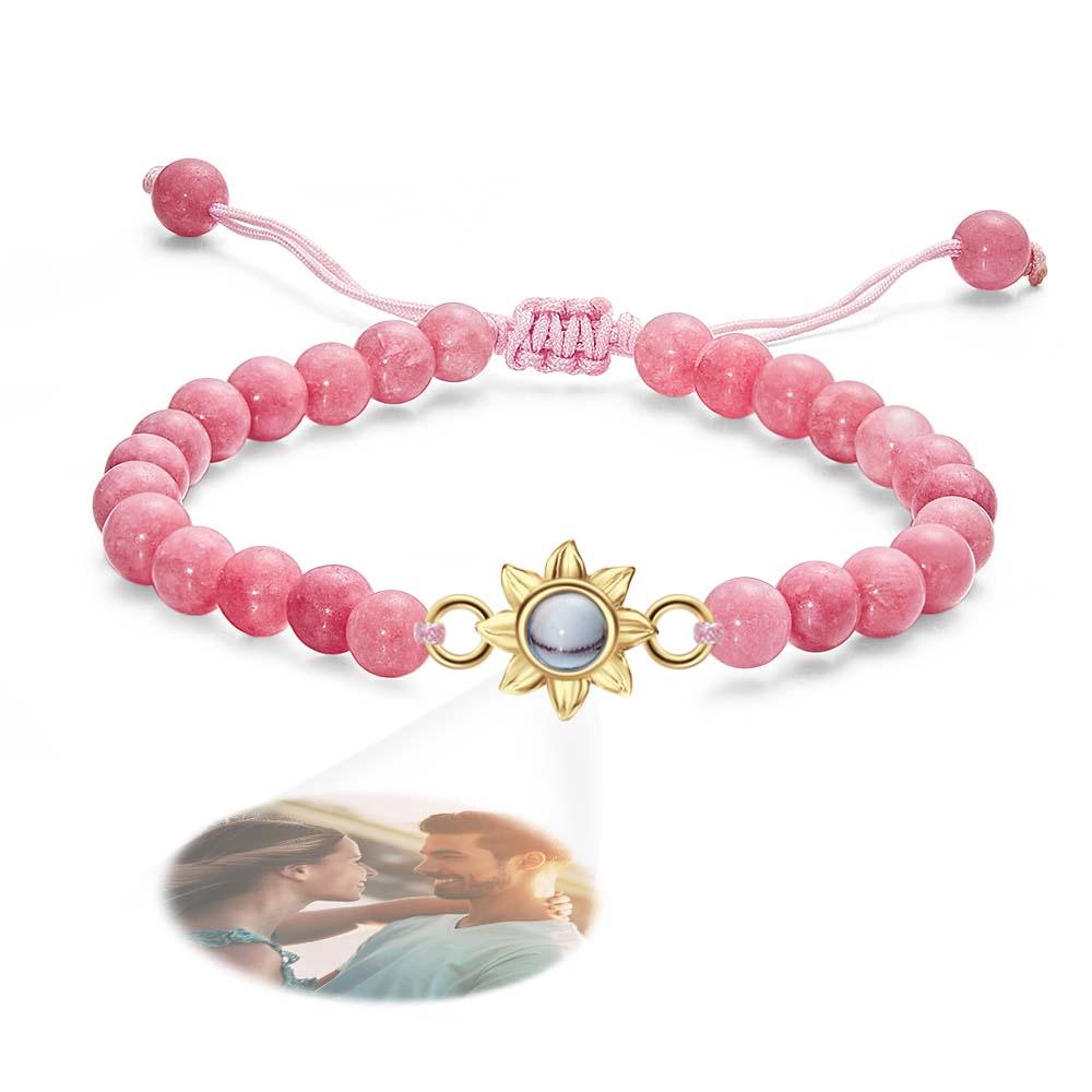 Personalized Photo Projection Beads Bracelet With Sunflower Creative Gift For Her