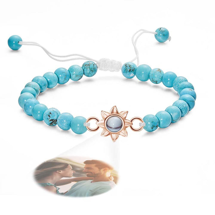 Personalized Photo Projection Beads Bracelet With Sunflower Creative Gift For Her