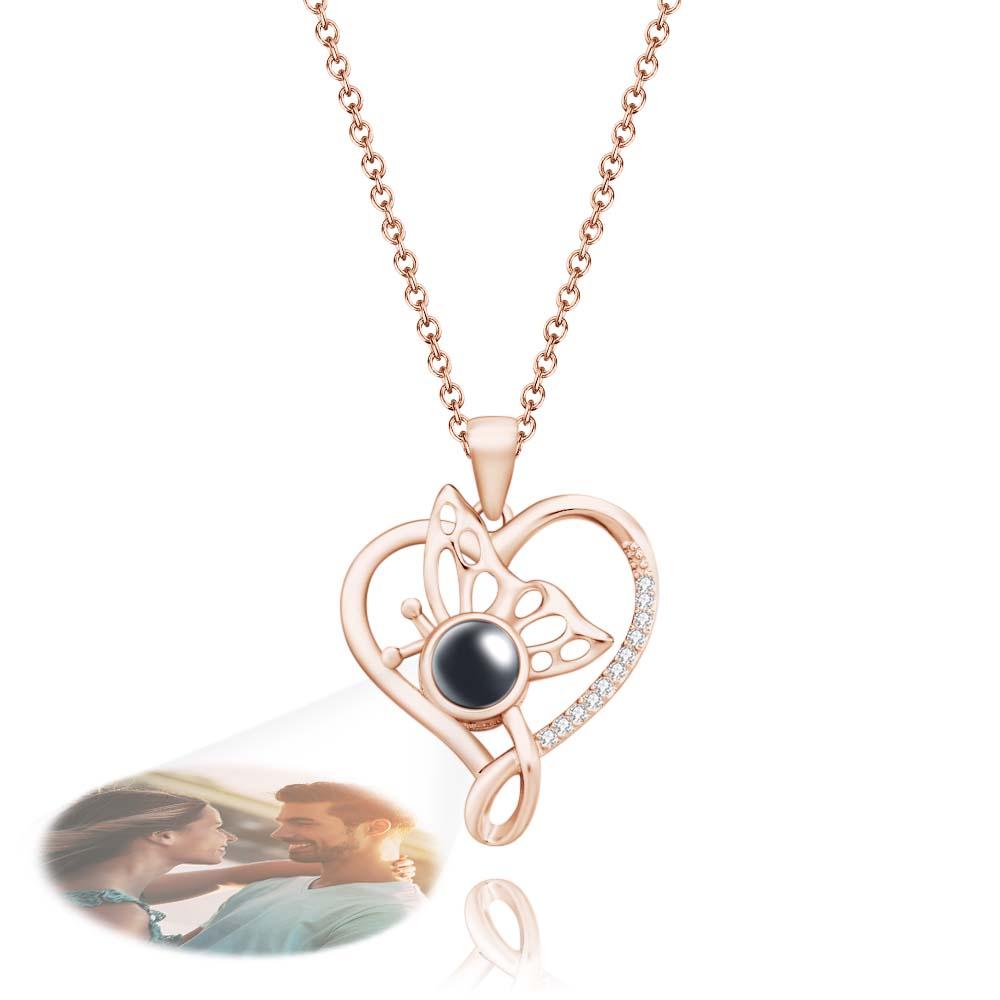 Custom Photo Projection Necklace Creative Butterfly Unique Gifts