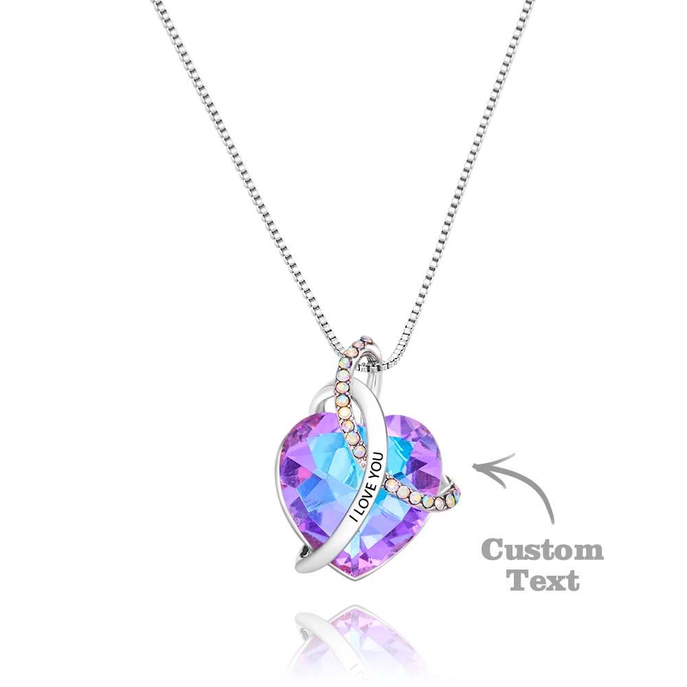 Custom Engraved Necklace Crystal Heart Love Gifts for Women